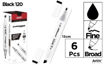 Marker Chromax z 2 końcówk. czarny (6szt) - Artix