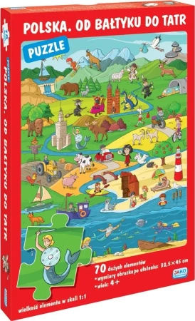 Puzzle 70 elementów. Polska. Od Bałtyku do Tatr - Wydawnictwo Jako