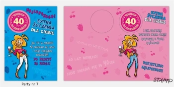 Karnet Party naklejany B6+koperta Urodziny 40 wz07 - Stamp