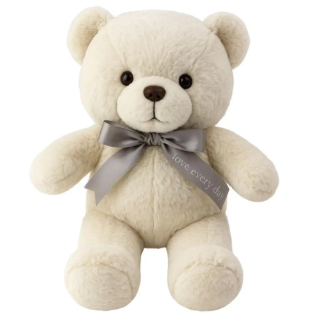 Miś pluszowy z kokardką biały Happy Every Day - Leantoys