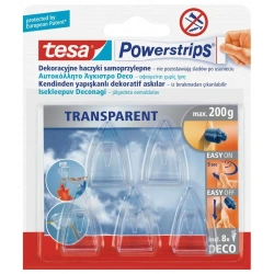 Haczyki samoprzylepne Powerstrips Deco Tesa przeźroczyste blister 5szt.
