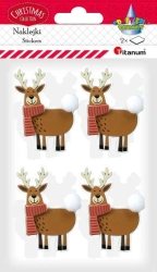Naklejki papierowe 3D renifery 8szt - Titanum
