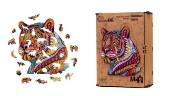 Puzzle drewniane eko 73 Tajemniczy tygrys A4 - PuzzleOK