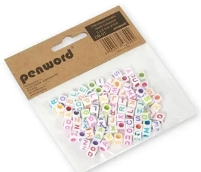 Koraliki literki kolorowe 6x6mm 100szt - Penword