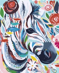 Malowanie po numerach - Zebra kolorowa 40x50cm - ArtiFly