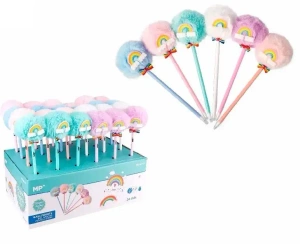 Długopis z pomponem 1.0mm Tęcza (24szt) - MP Main Paper
