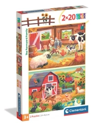 Puzzle 2x20 Super Kolor The Farmyard Family - Clementoni