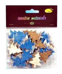 Choinki z pianki brokatowej kolorowe 60szt - Galeria Hobby