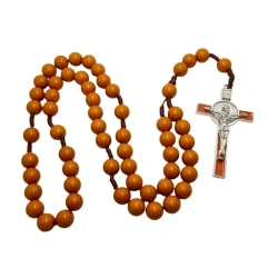 Różaniec plastik duży paciorek rudobrązowy - Art Sacrum