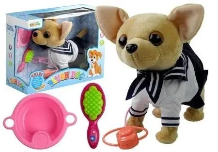 Interaktywny piesek na smyczy + akcesoria - Leantoys