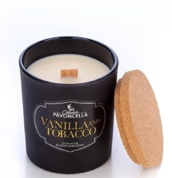 Świeczka sojowa Vanilla and Tabacco czarna 135g - Pavoncella