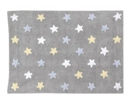 Dywan bawełniany Tricolor Star Grey Blue 120x160cm - Lorena Canals