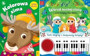 PAKIET ŚWIĄTECZNY Kolędy dla dzieci. Książka z pianinkiem + Kolorowanki