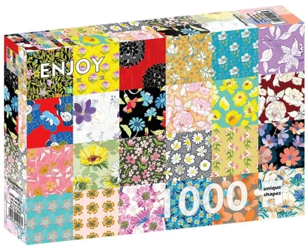 Puzzle 1000el Kwiecisty patchwork - Enjoy