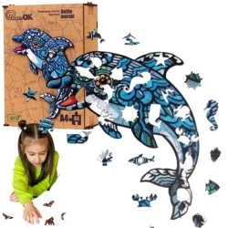 Puzzle drewniane eko 84 Delfin A4 - PuzzleOK