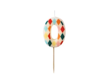 Świeczka urodzinowa 0 romby 5,5cm - PartyDeco