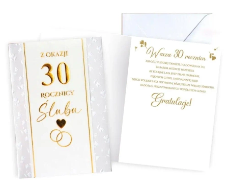 Karnet Rocznica ślubu 30 - Kukartka