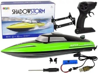 Motorówka R/C 2,4G zielona z podstawką - Leantoys