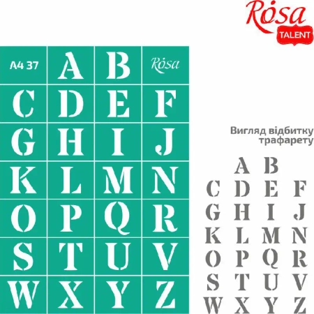 Szablon samoprzylepny wielokrotnego użytku alfabet 21x29.7cm - ROSA