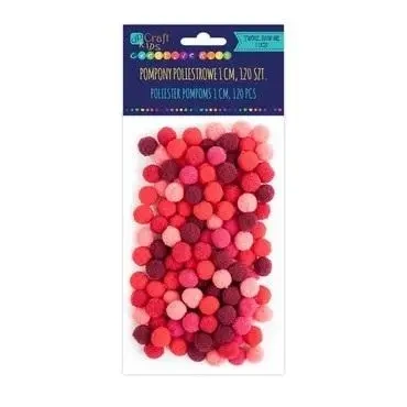 Pompony poliestrowe czerwone 1cm różowy 120szt - Dalprint