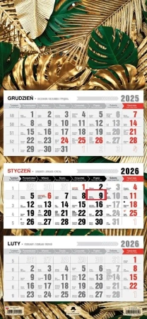 Kalendarz 2026 trójdzielny płaska główka glamour - Pan Kalendarzyk