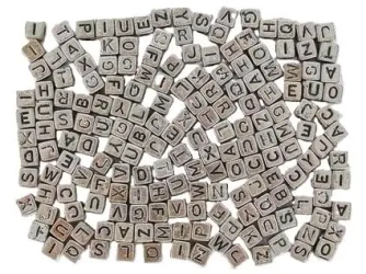 Koraliki ABC - Srebrne literki 6mm 30g - Fandy