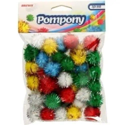 Pompony metaliczne 78szt MIX - Brewis