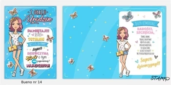 Karnet Bueno B6 + koperta wzór nr 14 Urodziny - Stamp