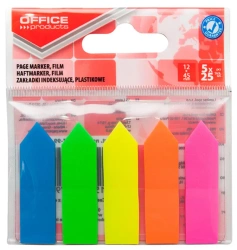 Zakładki indeksujące Office Products strzałka PP 12x45mm mix kolorów