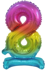 Balon foliowy stojący. Cyfra 8 (38 cm), tęczowa