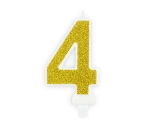 Świeczka urodzinowa 4 złota 7cm - PartyDeco