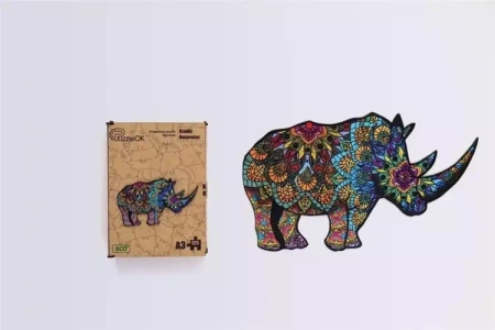 Puzzle drewniane eko 125 Rzadki nosorożec A3 - PuzzleOK