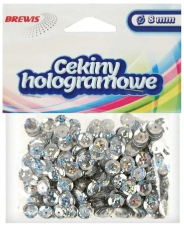 Cekiny hologramowe H 80 srebrny - Brewis