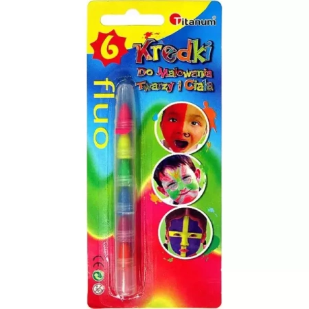 Kredki do malowania twarzy fluo 6 kolorów - Titanum