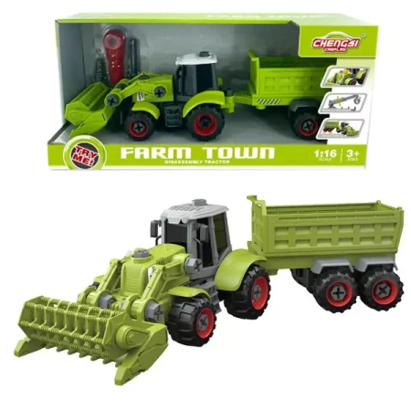Traktor z łyżką i przyczepą do skręcania - Askato
