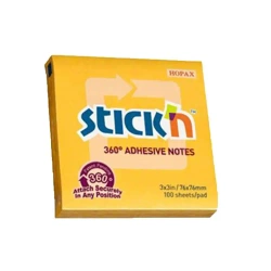 Notes samoprzylepny 76x76mm 360 stopni ciemny żółty 100 kartek - STICKN