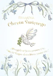 Karnet A5 Chrzest - Gołąbek w kwiatach dla chłopie - Henry