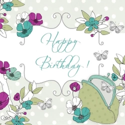 Karnet Swarovski kwadrat CL1508 Urodziny motyle - Clear Creations