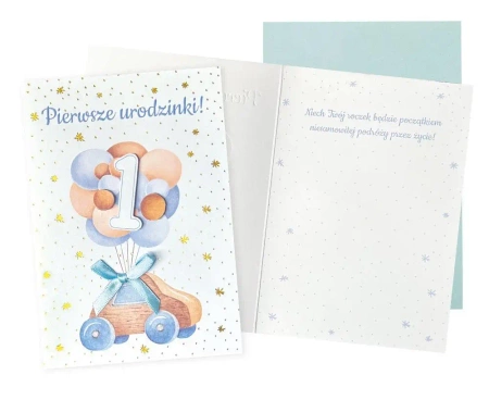 Karnet B6 Urodziny Roczek (autko) - Kukartka