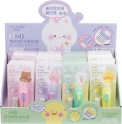 Gumka do ołówka wysuwana z miotełką i zapasem mix - Tochain