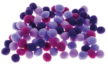 Pompony fioletowe 10mm 100szt - Brewis