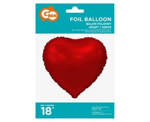 Balon foliowy Serce matowe czerwone 46cm - Godan