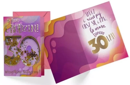 Karnet B6 konfetti KNF-034 Urodziny 30 damskie - Kukartka