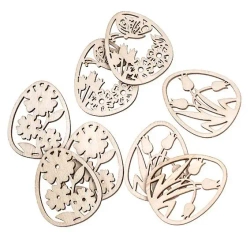 Drewniane ażurowe jajka 5cm 9szt mix wzorów - Dalprint dpCraft