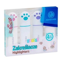 Zakreślacze z łapkami Astrapen Animals pastelowe 4 kolory - ASTRA art-pap