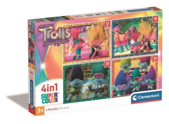 Puzzle 4w1 Super Kolor Trolls 3 - Clementoni