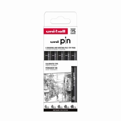 Cienkopis kreślarski PIN 200 czarny różne grubości 02-10 5szt. - UNI