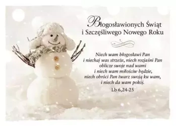 Kartka na Boże Narodzenie. Niech wam błogosławi Pan...