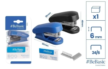 Zszywacz mini + zszywki 24/6 MIX - BeBasic