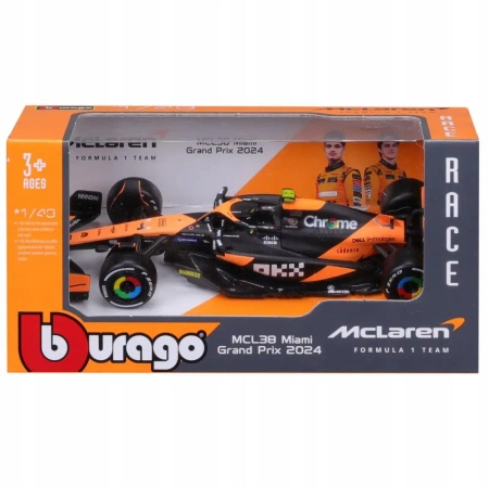 Bburago Model 1:43 MCLAREN F1 MCL38 Miami GP Lando Norris 18-38214